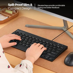 Zebronics K16 Wired Keyboard, 79-Key Layout with Integrated Multimedia Keys, 1.1m Cable Length, ₹ Rupee Key, UV Coated Keys, Spill-Proof Design, USB Interface, Slim & Compact Design