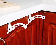 SYGA 1Pair Kitchen Door Cabinet Hook Rack Trash Bags Holder Storage Garbage Handbag Rack-Assorted Colour(White & Blue)