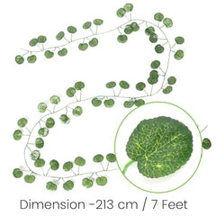 Go Hooked Artificial Hanging Creeper for Home Décor (Pack of 8, 6 Ft) | Money Plant Leaf Garland with 30 Leaves Each | Plastic Decorative Creeper for Balcony, Walls, Garden Decoration