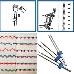 SYGA Set of 3 Twin Needles Pins Double Twin Needles Pins Sewing Machine Accessories