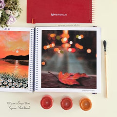 MENORAH - Artist Square Sketch Book - 180 GSM - Square Drawing Book - (100 Pages/50 Sheets) - Hard Metal Spiral Bound - (15.0 cm x 15.0 cm) - Pink