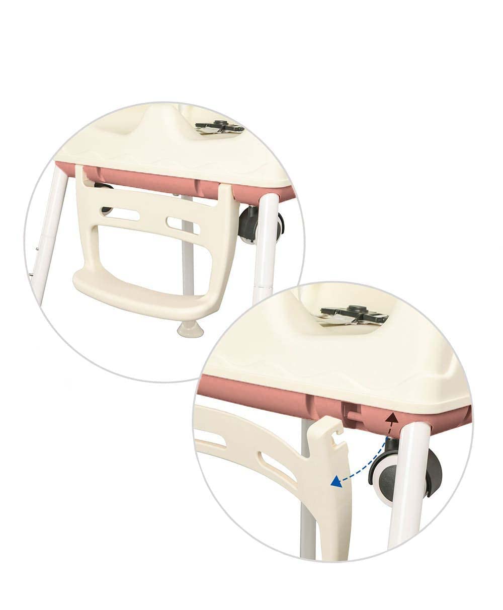SYGA High Chair for Baby Kids,Safety Toddler Feeding Booster Seat Dining Table Chair (with Wheel and Cushion, Brown)