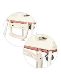 SYGA High Chair for Baby Kids,Safety Toddler Feeding Booster Seat Dining Table Chair (with Wheel and Cushion, Brown)