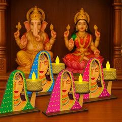 Wooden Jharokha Wall Hanging Tea Light Holder – Traditional Diya Stand & Floating Shelf for Pooja Room, Living Room, Balcony & Temple Décor | Diwali Decoration Items for Home & Main Door (WJH-11)