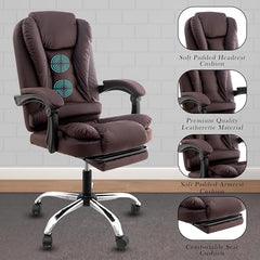 Casa Haus Italia Premium Leatherette Office Chair for Work | Boss Chair, Ergonomic Executive, Luxurious Cushioned Arms & Seat, 2 Point Back Massager, Heavy Duty Metal Base (Burgundy)