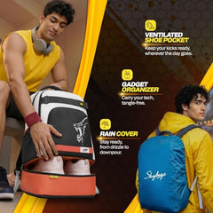Skybags Namma 16.5" Compatible Laptop Backpack 40L | 2 Compartments with Quick-Access Front Pocket & Rain Cover | Tablet Sleeve & Side Bottle Pocket | CSK Travel Backpack for Men & Women (Black)