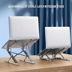 Amazon Basics ABS 2-in-1 Laptop and Mobile Stand, Ergonomic, Adjustable Height, Anti-Slip Base, Heat Dissipation, Portable, Lightweight, Compatible with All Laptops Up to 15.6" (Black)