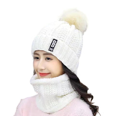 SYGA Winter Beanie Hat for Women with Pom Pom and Fleece Lining, Outdoor Sports Hats, Above 15 Year White