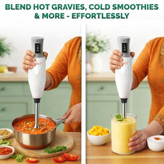 Kanchan Majesty Hand Blender with 3 Stainless Steel Blades Mincer, Whisking, Beater | Electric Blender for Kitchen with Low Noise Powerful 180W Copper Motor 2-Speed Control - 2 Year Warranty (Beige)