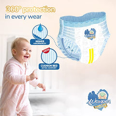 Wowper Easy Pants Baby Diaper | Medium Size Diapers | Diapers with Wetness Indicator | Upto 12 Hrs Absorption | 7-12 Kg | 34 Counts
