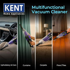 KENT Dash Vacuum Cleaner | 600W | High Suction Power >16 kPa | Cyclone5 Technology and HEPA Filter | Bagless Design | Ideal for Floor, Curtain, Carpet, Sofa & Car | Black & Blue