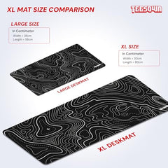 White Topographical XXL Gaming Deskmat 900x450mm – Extended Mousepad for PC