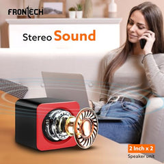FRONTECH Premium 2.0 Channel USB Powered Speakers with 1.5W x 2 Output, AUX Input, and 1-Year Warranty (Red)