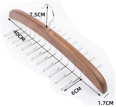 MOMISY Tie Belt Clothes Wooden Closet Hanger Tie Storage Racks Wood Belt Hanger Multipurpose Wardrobe Organizers for Men Women Belt Tie Scarf Messenger Bag Supplies (24 HooksRetro)