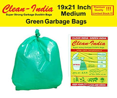 Clean India - Plastic Garbage Bags|6 Packs Of 30 Pcs | 19X21 Medium Disposable Garbage Trash Waste Dustbin Bags Of 54Cm X 48Cm (Ci19210008) - 180 Count
