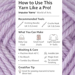 WOAFASHIONS - World of Arts Impulse Hand Knitting & Crochet Yarn, Premium Acrylic, 4 : Medium (Anchor Grey) (100gms / 3.5oz / 200mtr / 218yds)
