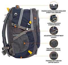 Half Moon 45L Hammer Waterproof Rucksack Bags for Man/Trekking Bags for Men | With 17.3" Laptop Compartment & Rain cover | For Trekking, Hiking, Travel Backpack for Men & Women (Navy Blue)