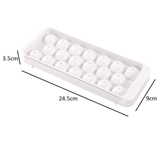 SYGA Ice Ball Tray 20 Ice Cube Mold, Plastic Food-Grade Stackable Round Ice Ball Mould with Lid for Cocktail and Whiskey(White)
