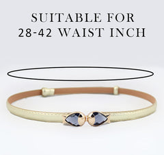 SYGA Women Leather Belt Thin Skinny Metal Elastic Buckle WaistBelt 22-36 Waist Belt