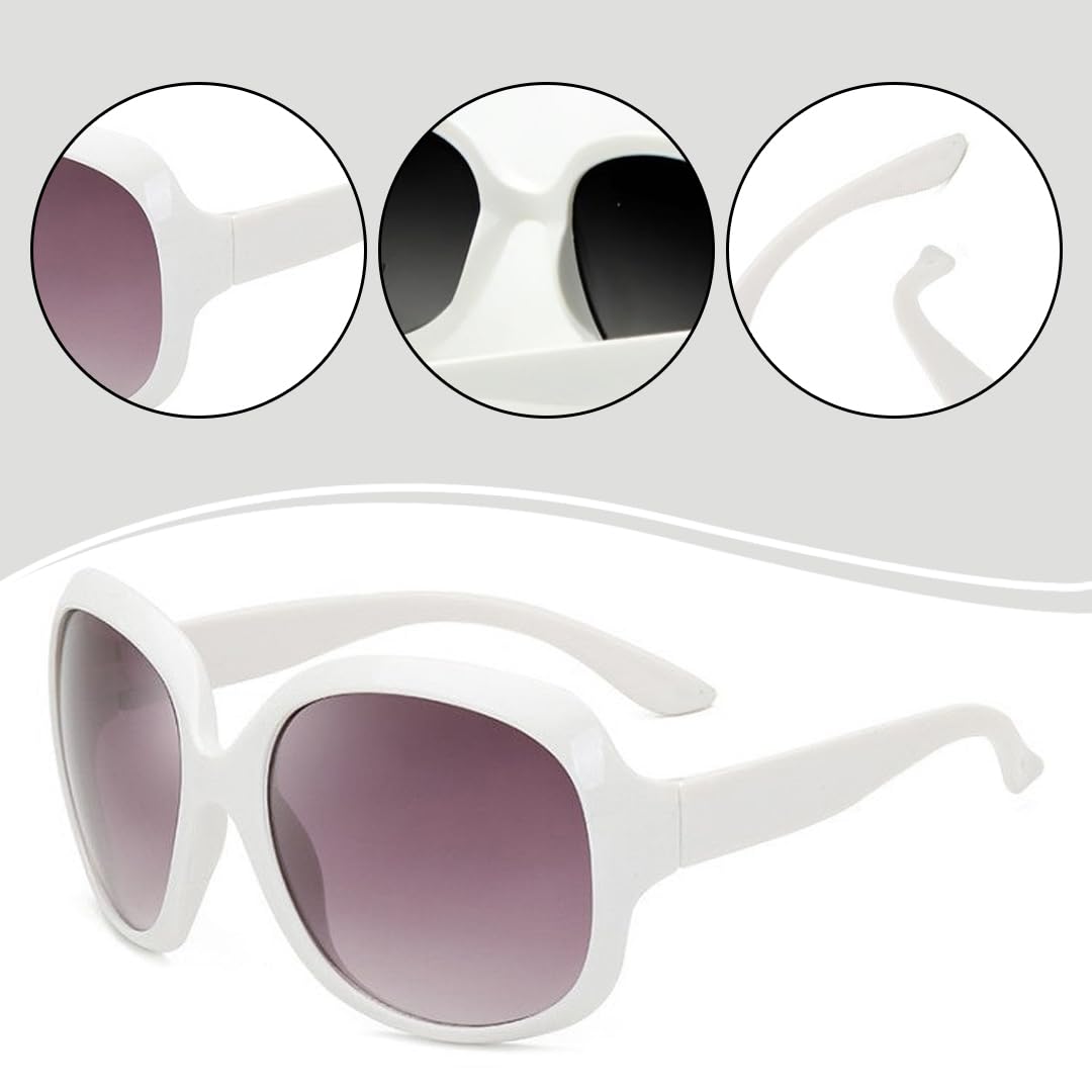 SYGA Style Large Frame Sunglasses Women's Sunglasses Fashion Sunglasses Toad Glasses (White)