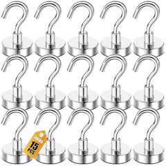 DIYMAG Magnetic Hooks 15pcs 30lbs Cruise Essentials 2026 Magnet Hook | Neodymium Heavy Duty Strong Magnets Hanging Ship Cabins Refrigerator Fridge Classroom Beach Vacation Kitchen Grills Home Tool