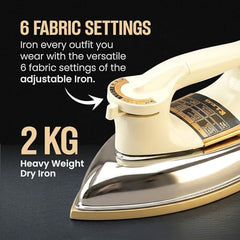 Rico 1200W 2KG Heavy Weight Dry Iron With 2 Years Replacement Warranty | Japanese Quick Heat Technology with Advance Sole Plate Iron Press | Shock Proof Iron Box for Clothes | Made In India - AI14