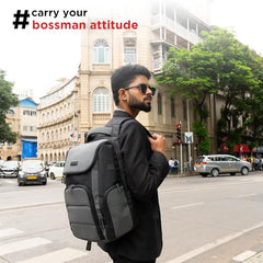 HARISSONS Teknos Business Travel Laptop Backpack | 35L | Fits 15.6” Laptop | 900D PU-Coated Polyester & Vegan Leather | Work, Travel & Commute | USB Port, Anti-Theft Pocket, Rain Cover (Black)