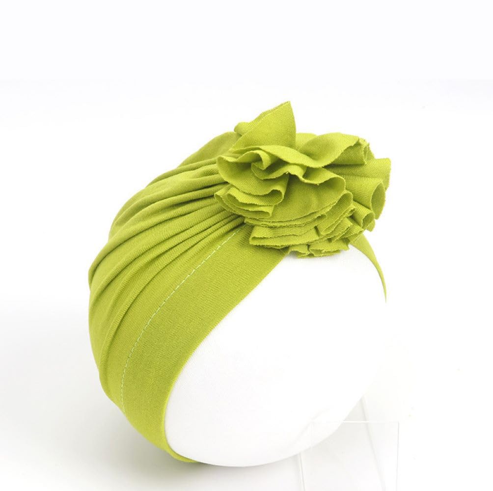 SYGA Unisex Baby Cap Nylon Cotton Flower Turban Hat Soft,Stretchable for Baby Cap 0-3 Years Black