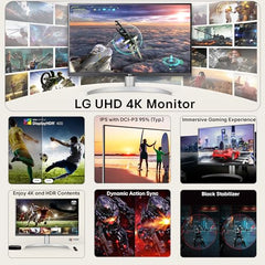 LG 27UP650K-W 27-inch Ultrafine 4K UHD (3840 x 2160) IPS Computer Monitor, 60Hz, 5ms, DisplayHDR 400, Reader Mode, Flicker Safe, HDMI, DisplayPort, Tilt/Height/Pivot Adjustable Stand, White