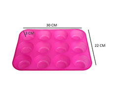 Syga 12 Round Cup Silicone Muffin Cupcake Baking Pan Non Stick Dishwasher Microwave Safe_Green