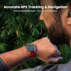 Amazfit Active 2 Premium Smartchoice 44mm Smart Watch, Sapphire Glass Display, Free Silicon Strap, Built in GPS, 10day Battery, 5ATM, iOS & Android, 2000 Nits, 160+ Sports Mode, Black Leather