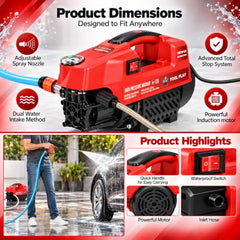COSS MAX CM200HD High Pressure Washer for Car, Bike, Home & Garden Cleaning, 3800W Induction Motor, 200 Bar, 10 L/Min Flow, 7M Hose, Portable Car Washing Machine with Spray Gun