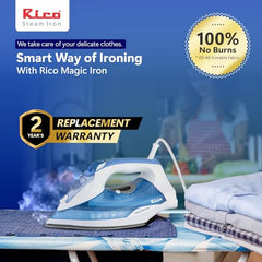 Rico Japanese Tech Fully Automatic Steam Iron with Spray | No Burns Guaranteed | Optitemp Press Iron | Auto ShutOff | Drip-Stop | 2 Years Warranty | Ceramic-Coated Soleplate with 5-Year Warranty