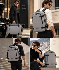 Wesley Luxur 45 Ltrs Overnighter Expandable Travel Laptop Backpack, Flight Cabin Approved Carry On with 16 inch Laptop Compartment, Anti Theft feature business/Travel/Weekender/college Charcoal Black