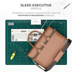 EUME Aristo Laptop Bags for Men & Women Office Use| with Padded Compartment | Vegan Leather & Nylon Fabric | Fits Up to 15.6" Laptop & MacBook, 13L, Rustic Brown