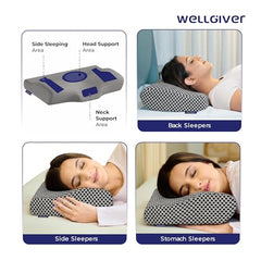 WELLGIVER Cervical Butterfly Pillow | Orthopedic Memory Foam for Neck & Shoulder Pain | Ergonomic Contour Design | Dual Height Support | Side Sleeper Pillow with Arm Rest - Pack of 1