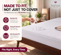 Trance Home Linen Premium 220 GSM+ 72"x36" Single Bed Size Cotton Terry Waterproof Mattress Protector | Elasticated Fitted Non-Toxic Bed Protector | Single Bed Mattresses Cover 72x36 inch, Brown