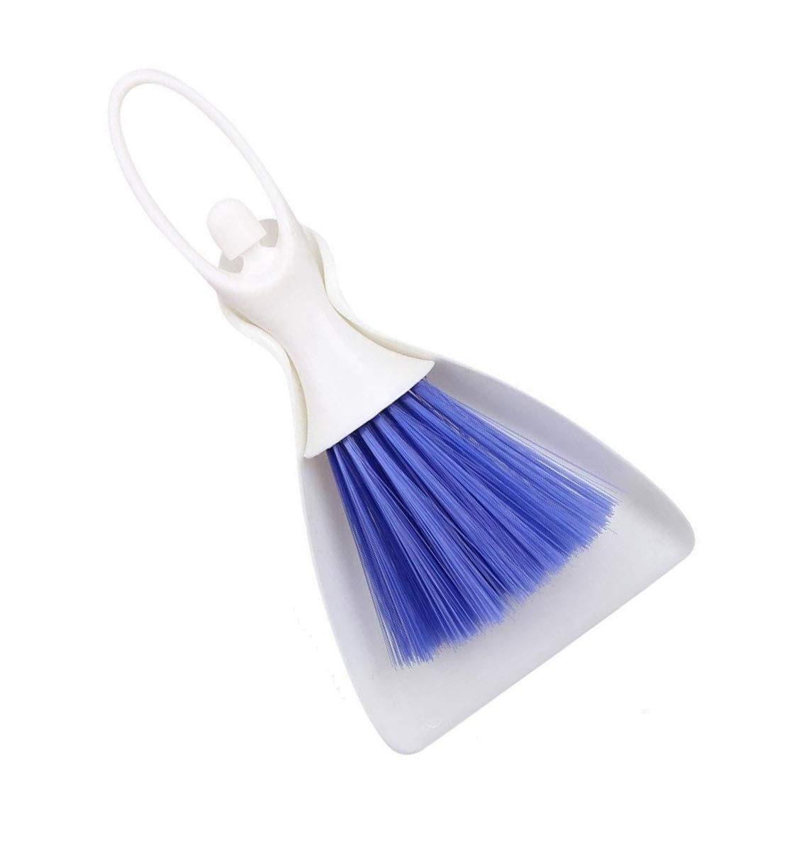 Syga Plastic Auto Car Cleaning Brush Broom with Dustpan Dashboard Outlet Vent Set Keyboard Cleaner Tools, Small, Blue and White