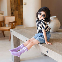 MOMISY Striped Tube Ankle Socks for Toddlers, 4 Pairs, Boys and Girls (IN, Age, 12 Months, 24 Months, 4A)