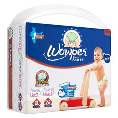 Wowper Easy Pants Baby Diaper | Medium Size Diapers | Diapers with Wetness Indicator | Upto 12 Hrs Absorption | 7-12 Kg | 34 Counts