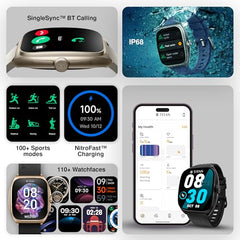 Titan Evolution Smartwatch Comes with 1.85” AMOLED Display with 390 * 450 Pixel Resolution|SingleSync BT Calling|AI Voice Assistant|100+ Sports Modes and Watchfaces|Upto 7 Day Battery|IP68
