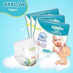 Amazon Brand - Supples Premium Baby Diaper Pants | 84 Baby Diapers | XXL | 15-25 Kg | 42 x 3 Packs | 12 Hrs Absorption | Cushiony Cotton Soft Fabric | Phthalates-Free | Triple Leak Guard