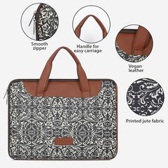 Tabelito Laptop Sleeve Bag 13" to 15.6 inch for Women Jute and Vegan Leather Office Everyday Handbags