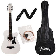 Juârez Acoustic Guitar Kit, JRZ38C/BK 38 Inch Cutaway, 038C with Bag, Strings, Pick and Strap, Black