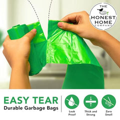 Honest Home Garbage Bags Small - Green | 120 Bags | 30 Bags x 4 boxes | Leak-Proof & Tear-Resistant | 17 x 19 Inches Drawstring Dustbin Bags