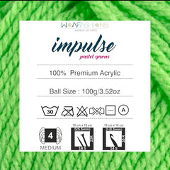 WOAFASHIONS - World of Arts Impulse Hand Knitting & Crochet Yarn, Premium Acrylic, 4 : Medium (Anchor Grey) (100gms / 3.5oz / 200mtr / 218yds)