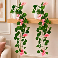 fancymart Artificial Flower Plant Home Décor with Small Size Pot | Pack of 2 | Plant Hanging for Home Decor | Office Decor (DESIGN-01)