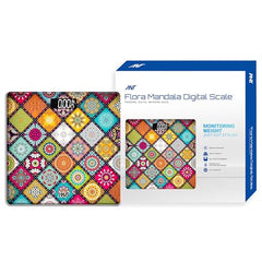 ANT Flora Mandala Digital Personal Weighing Scale for Body Weight | 180kg Capacity | 50g Accuracy | High Precision Strain Sensor | 4mm Tempered Glass | LCD Display | Auto On/Off | 40 Months Warranty