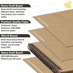 Lakeer Kraft Sketchbook - A4 Size, 250 GSM-25 Sheets, for Sketching, Drawing, Painting, etc - Landscape