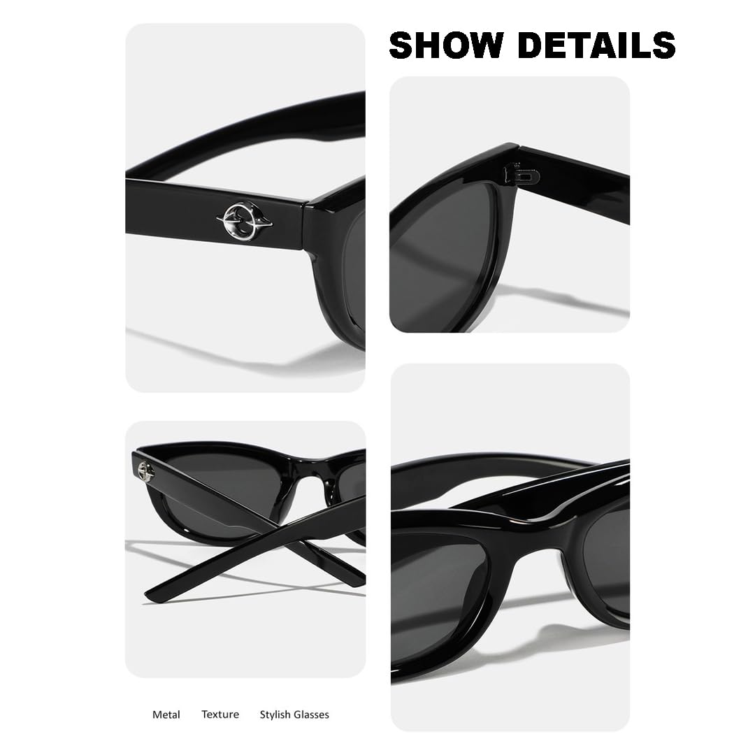 SYGA Style Retro Cat-Eye Sunglasses For Women, Anti-UV Sunglasses Women's Personality Glasses (Black)